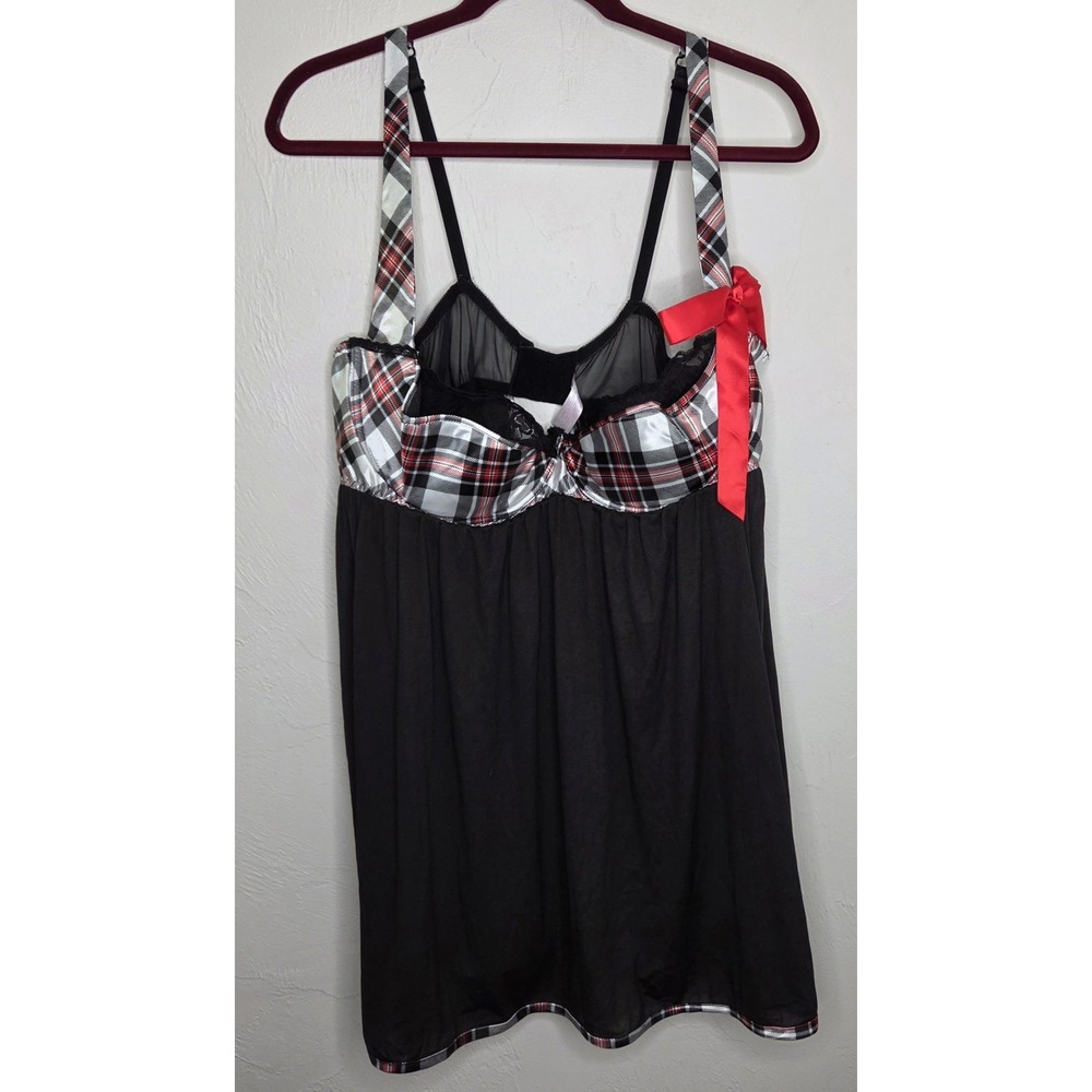 *NEW w/Tags Cacique Babydoll Lingerie & Underwear Size 26/28 Black Red Plaid